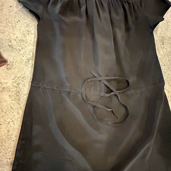 Revolve LA Made Womens Medium 100% Silk Mini Dress Black Button Short Sleeve NWT - Picture 8 of 12